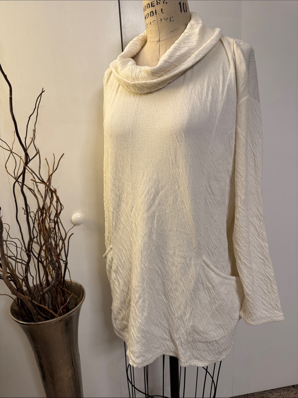 Relaxed Cowl Neck Sweater in Cream